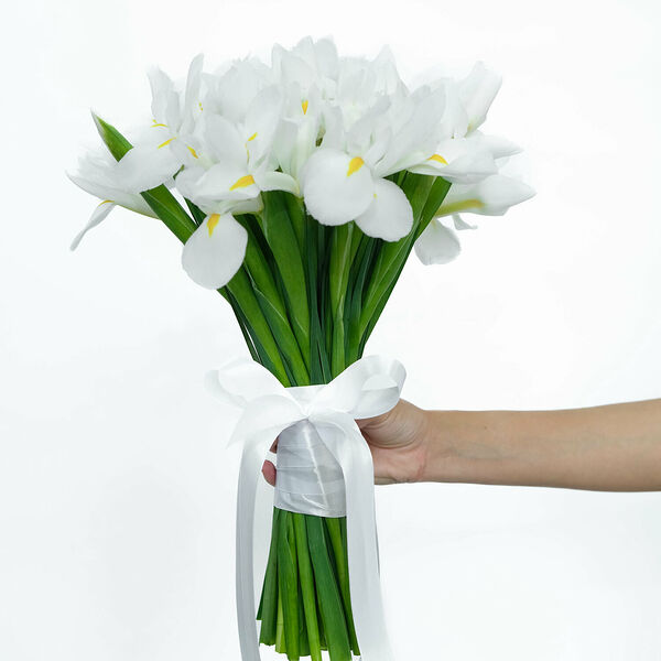 25 белых ирисов 