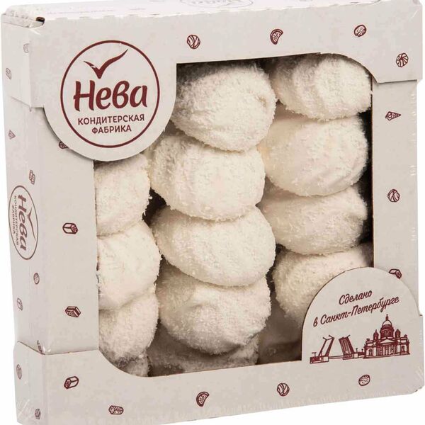 Зефир Нева со вкусом ванили на изомальте в кокосовой стружке