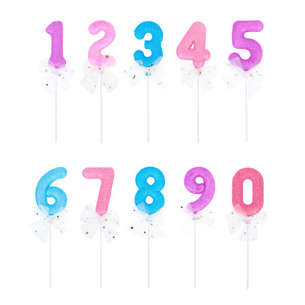 Fntastic декор для торта в виде цифры 0-9 с бантом, 21 см, пластик, бумага, в ассортименте