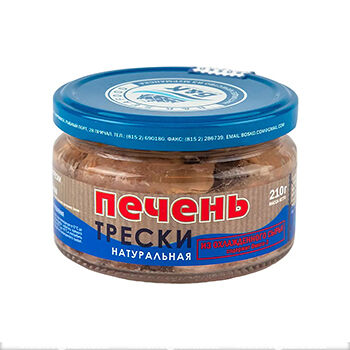 Печень трески Б&К натуральная из охлажденного сырья 210г, ст/б, Россия