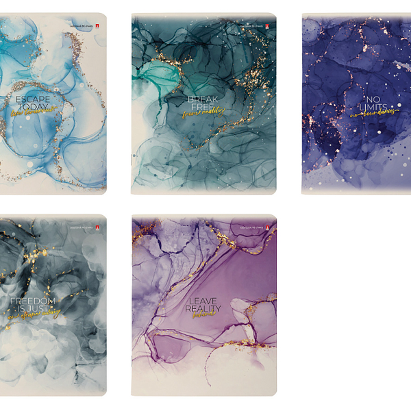 Тетрадь Альт Мрамор в клетку А5+, 96 листов 1 шт в ассортименте