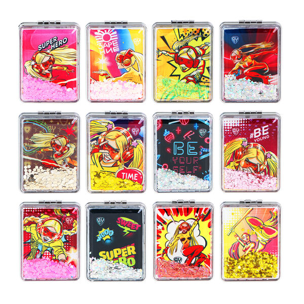 Юниlook зеркало карманное, пластик, стекло, 8х5,8см, 12 дизайнов