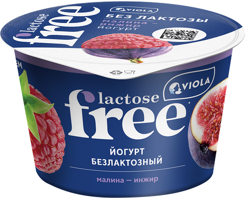 Йогурт VIOLA Free Малина, инжир безлактозный 2,7%, без змж, 180г