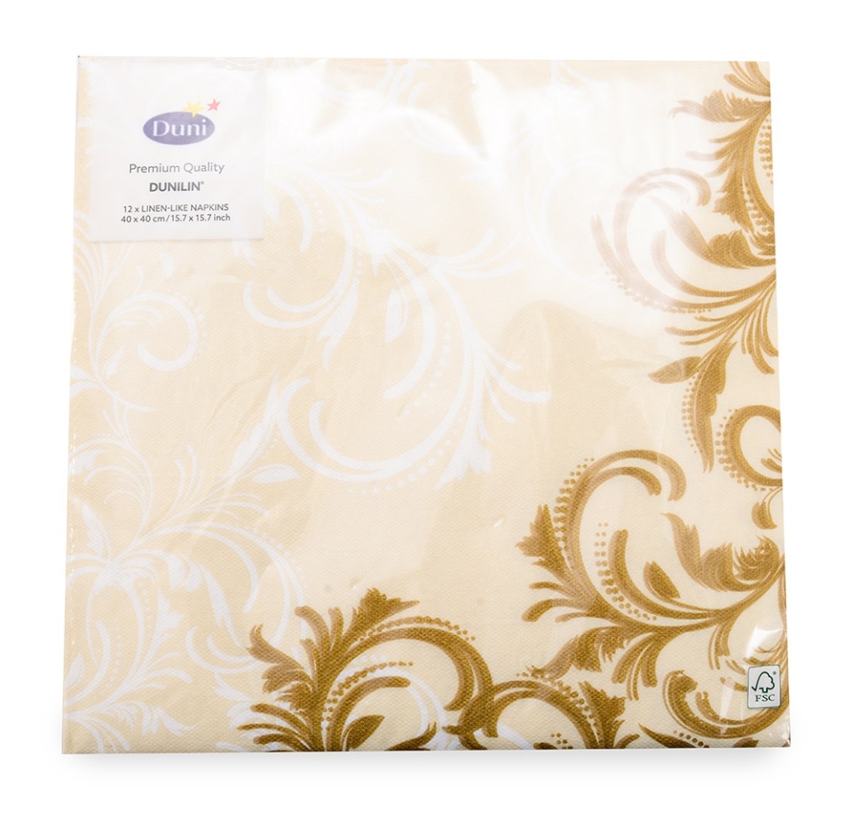 

Салфетки одноразовые трехслойные 40х40 см Duni GRACE CREAM 20 шт, Польша