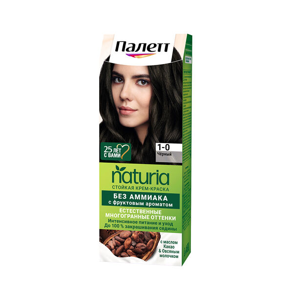 Стойкая краска для волос Palette Naturia 1-0 Черный, 110 мл