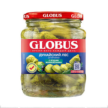 Огурцы Globus маринованные с можжевельником 510г  