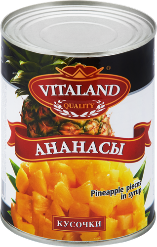 

Ананасы в сиропе Vitaland кусочки 565 г