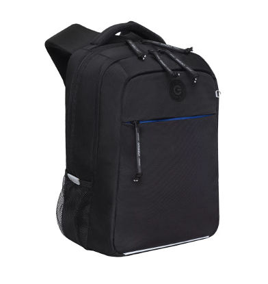 Школьный рюкзак с ортопедической спинкой GRIZZLY RB-356-5 черный-синий,2 отделения,39x26x19см