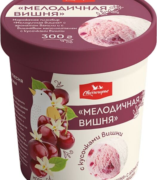 Мороженое Свитлогорье Пломбир Мелодичная вишня 15% 300г