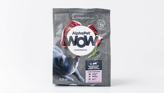 Корм для взрослых домашних кошек сухой Alphapet Wow Утка и Потрошки