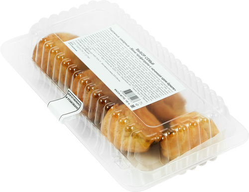 

Пирожные заварные Выбор семьи Мини профитроли с начинкой крем-брюле 150 г