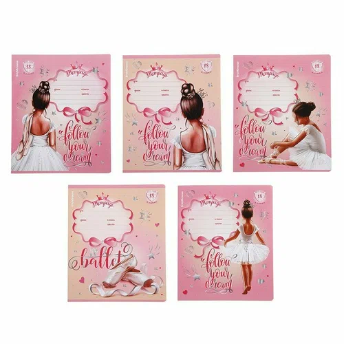 Тетрадь школьная ErichKrause Pointes на скобе в клетку А5, 18 л в ассортименте