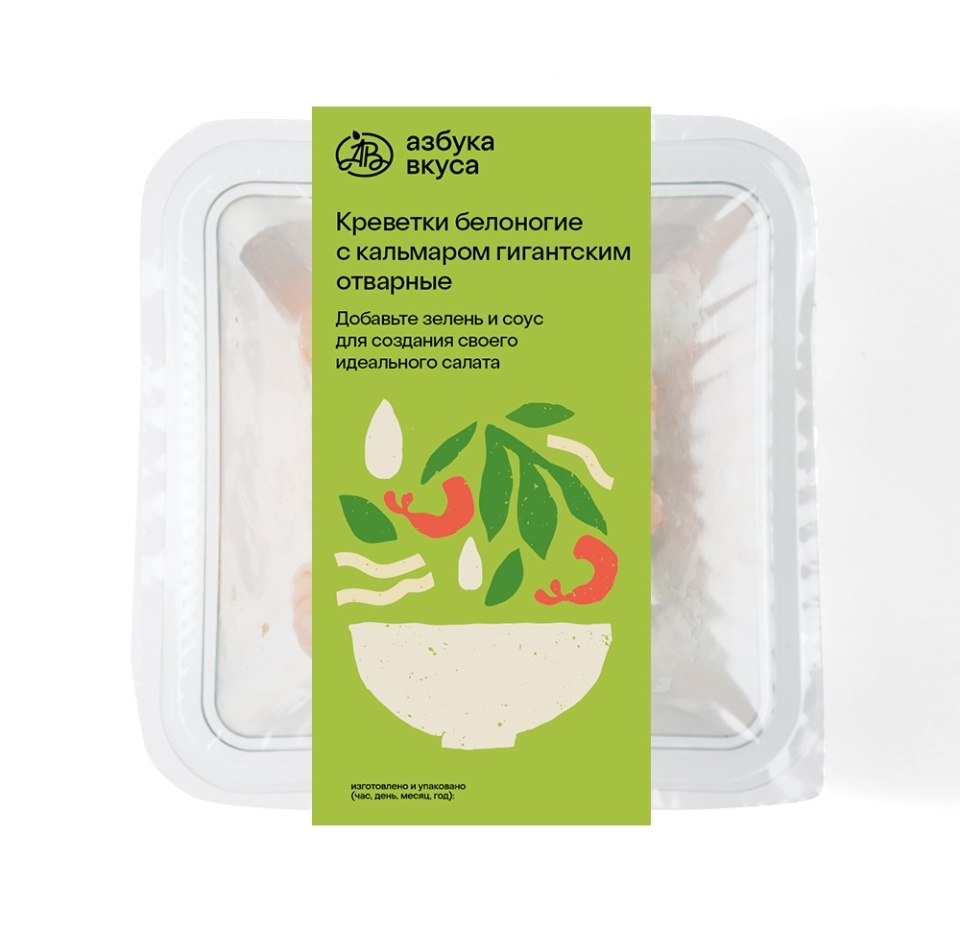 

Микс кальмар гигантский с креветками белоногими отварные «Азбука вкуса» 80 г, Россия