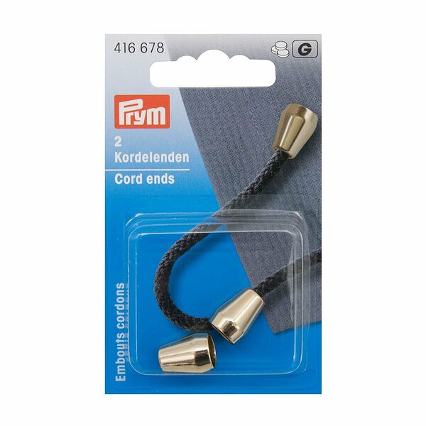 416678 Наконечник для шнура, конич.цилиндр, цв.светл.зол.2шт Prym