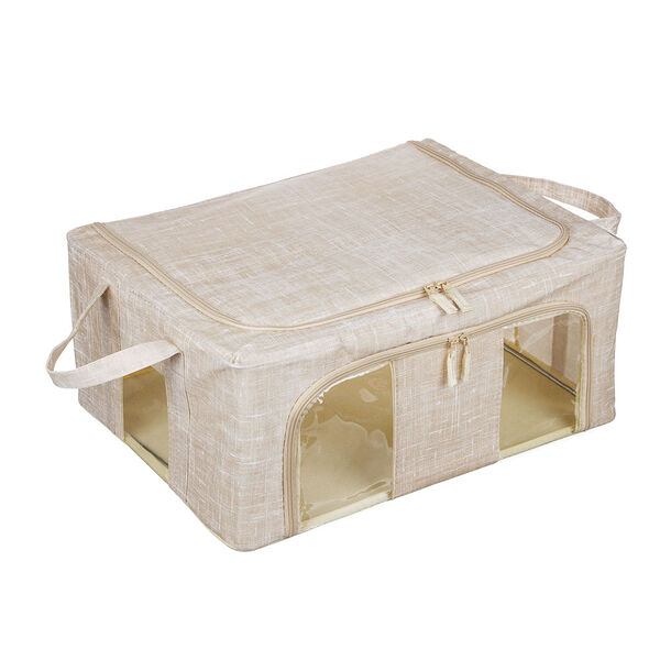 Vetta лён короб жесткий, складной метал.каркас, 2 молнии, 2 окна, полиэстер, 50х40х22см, бежевый