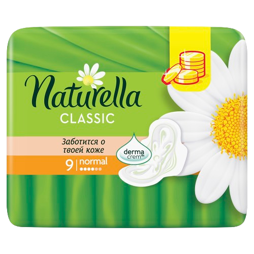 NATURELLA Classic Женские гигиенические прокладки ароматизир с крылышк Camomile Normal Single 9шт
