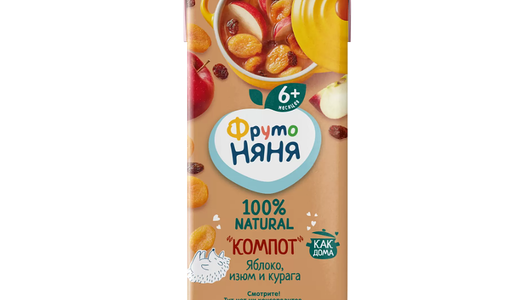Компот ФрутоНяня яблоко, изюм, курага неосветленный, с 6 месяцев 0.2 л