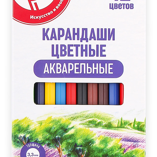 Карандаши АШАН Красная птица цветные акварельные, 12 цветов