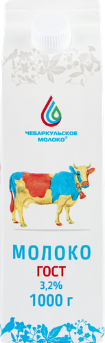 

Молоко Чебаркульское Молоко пастеризованное 3.2% 1000 г
