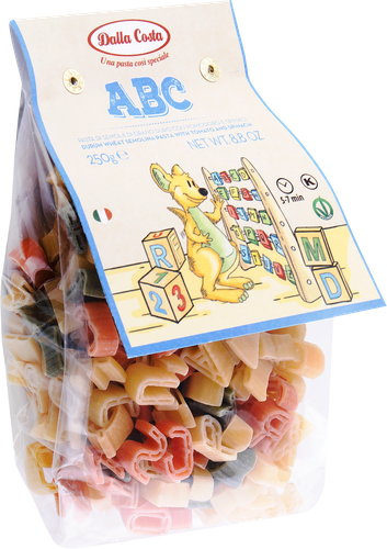 

Макаронные изделия детские Dalla Costa Алфавит со шпинатом и томатами с 3 лет 250 г