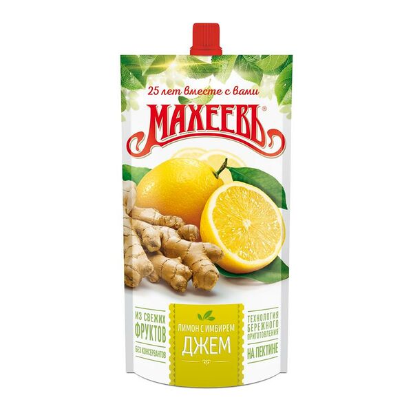 Джем Махеевъ 300г лимон с имбирем дой-пак