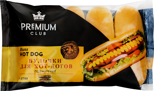 Булочка Premium Club для хот-дога пшеничная 4 шт