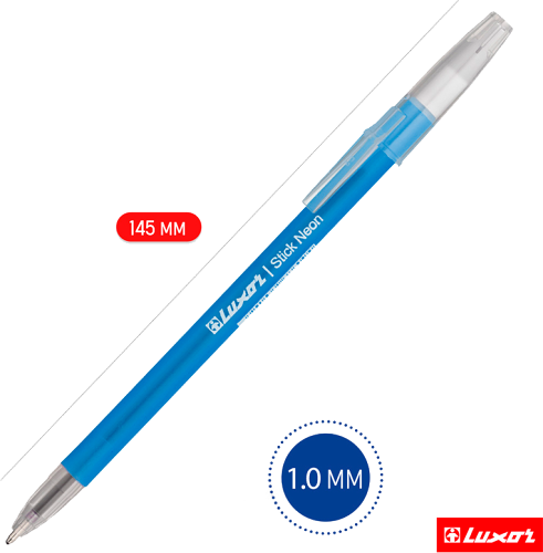 Ручка Рельеф-центр Luxor Stick Neon шариковая синяя 1.0мм