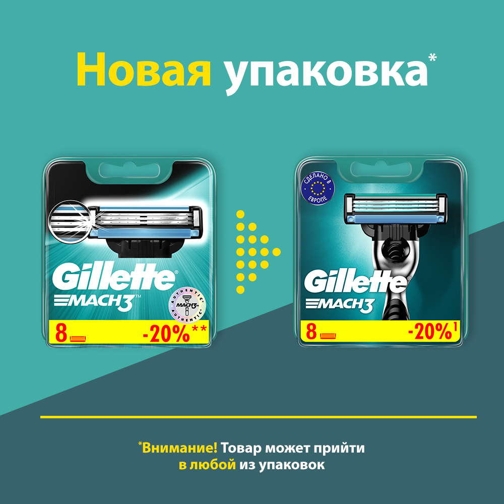

Сменные кассеты Gillette Mach3 для безопасных бритв 8 шт.