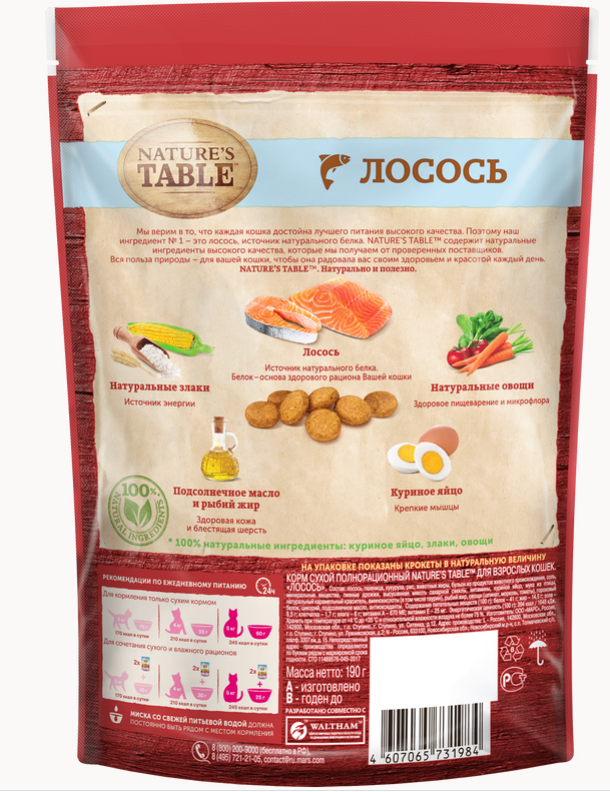 

Сухой корм для кошек Nature’s Table™ Лосось 190 г