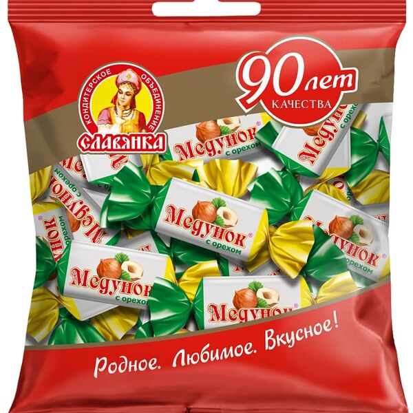 Конфеты Славянка Медунок с орехом 202г