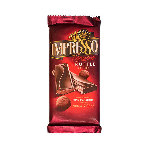 Шоколад ИМПРЕССО горький с трюфельной начинкой флоу пак вес 200г Спартак