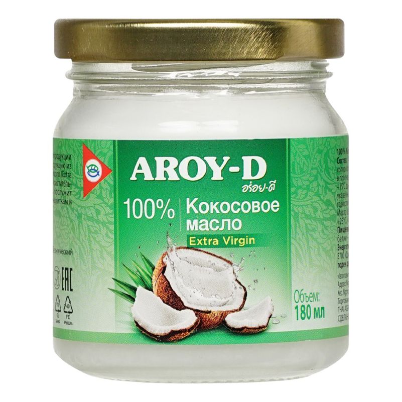 

Кокосовое масло Aroy-D Extra Virgin 180 мл