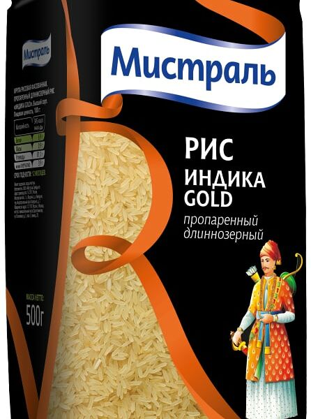 Рис Мистраль Индика Gold пропаренный длиннозерный 500г