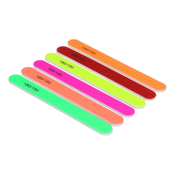 Пилка для ногтей Юниlook шлифовальная овальная 2-х сторонняя, 180/180 грит эва 17.8 см 6 цветов в ассортименте