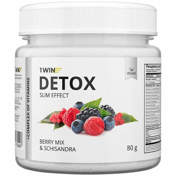 Концентраты 1Win Детокс Слим Эффект Ягодный микс с лимонником сухие порошковые, 80г
