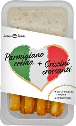 Крем-сыр Italian Snack из пармезана с миндалём и гриссини 50 г