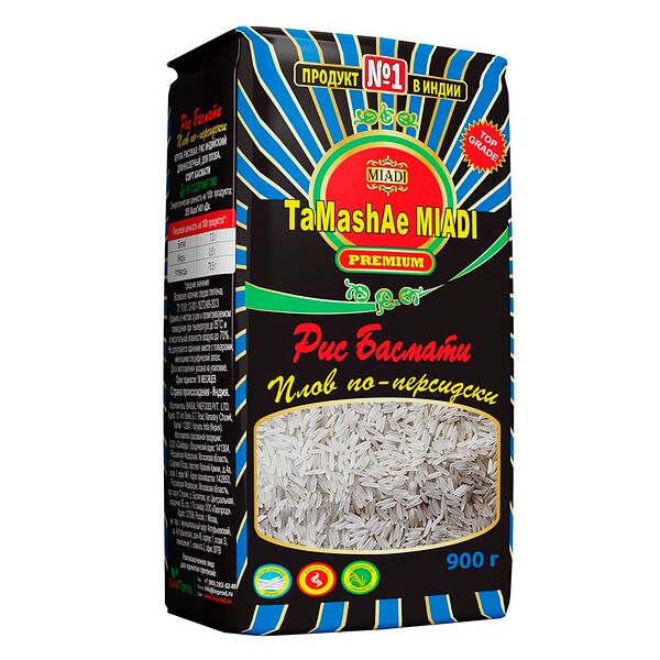 Рис TaMashAe Мiadi Басмати длиннозерный непропаренный Плов по-персидски