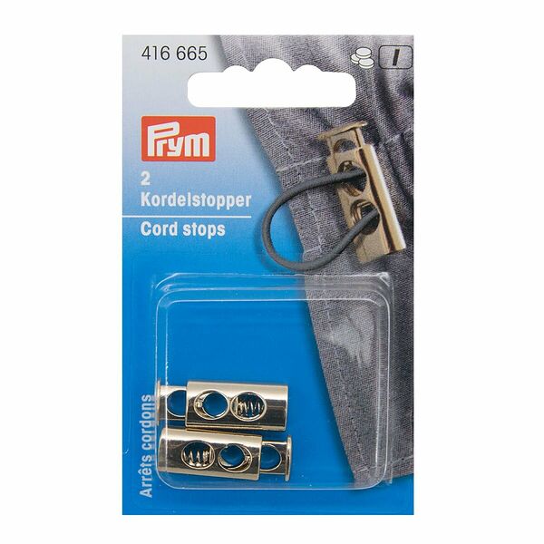 Ограничитель для шнура 2 отверстия цилиндр цвет светлый золотистый 2шт