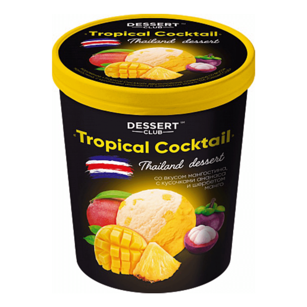 Мороженое пломбир Dessert Club Tropical сocktail манго-мангостин-ананас БЗМЖ 420 г