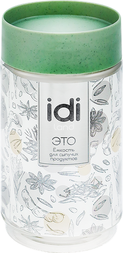 Емкость для сыпучих продуктов IDILAND Verde 1л, в ассортименте