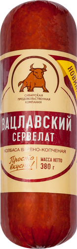 

Колбаса варено-копченая СПК Сервелат Вацлавский 380 г