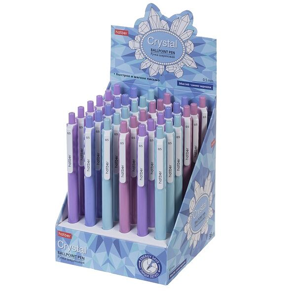 Ручка шариковая автомат CRYSTALL 0,5мм чернила на масл BP_079554 Hatber