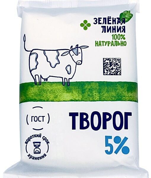 Творог Зеленая линия 5% 180г