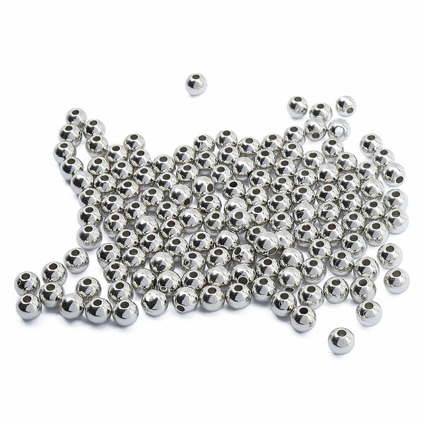 MH.КР Бусины пластиковые, под металл, 6мм 15гр (130+/-10шт), Astra&Craft(MH.КР.06 серебро)