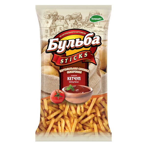 Соломка из цельного картофеля Бульба sticks со вкусом кетчупа 75г