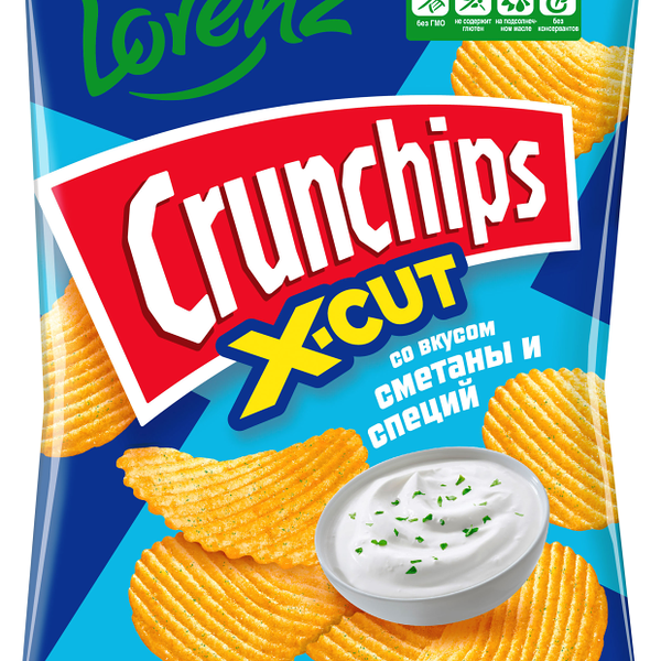 Чипсы Crunchips X-Cut картофельные рифленые со вкусом сметаны и специй