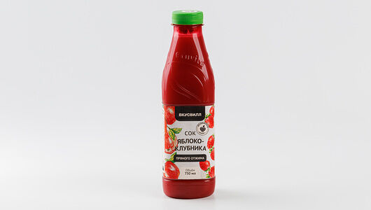 Сок яблоко-клубника прямой отжим, 750 мл