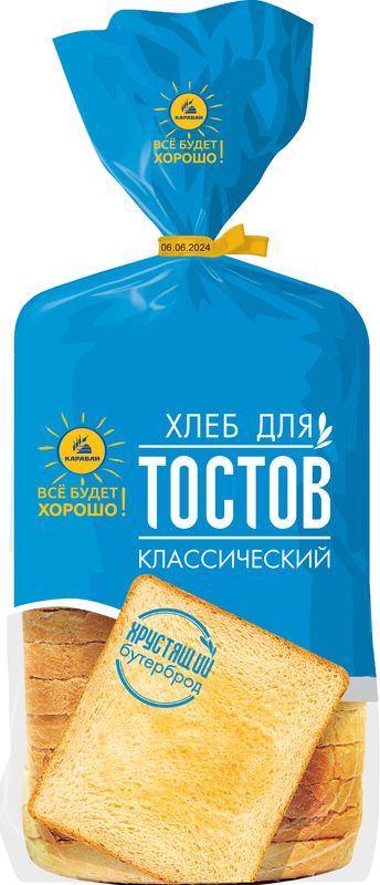 

Хлеб Каравай для тостов классический в нарезке 500 г