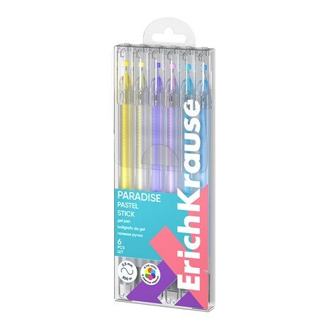 Набор гелевых ручек Erich Krause Paradise Stick Pastel цвет чернил ассорти, 6 шт