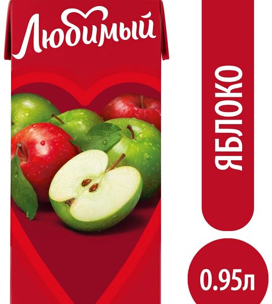 Напиток сокосодержащий Любимый Яблоко осветленный 950мл